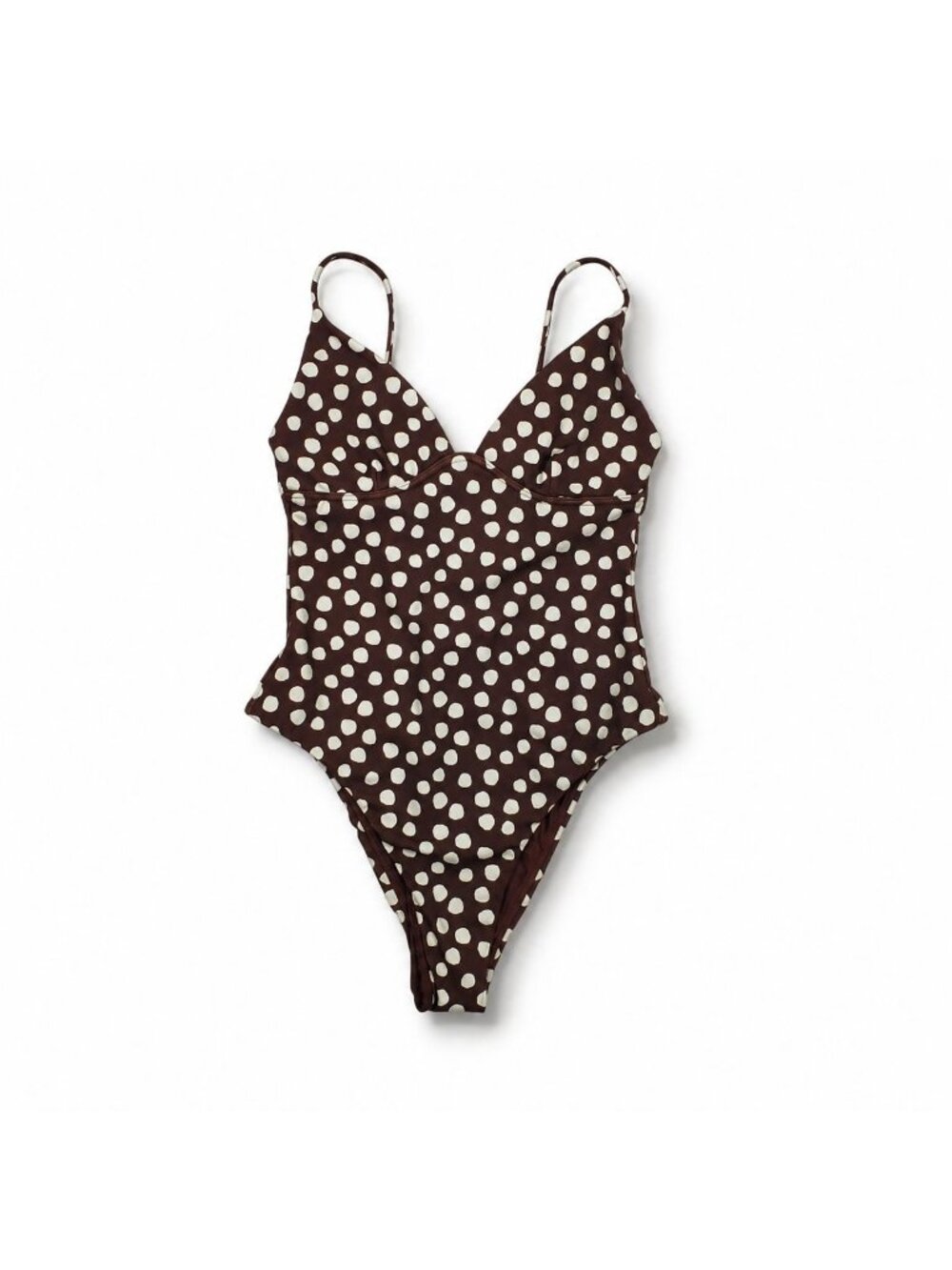 Zulu & Zephyr One-Piece Swimsuit Currant Spot Brown Polka Dot Women’s Size 2 NWT - Picture 4 of 16
